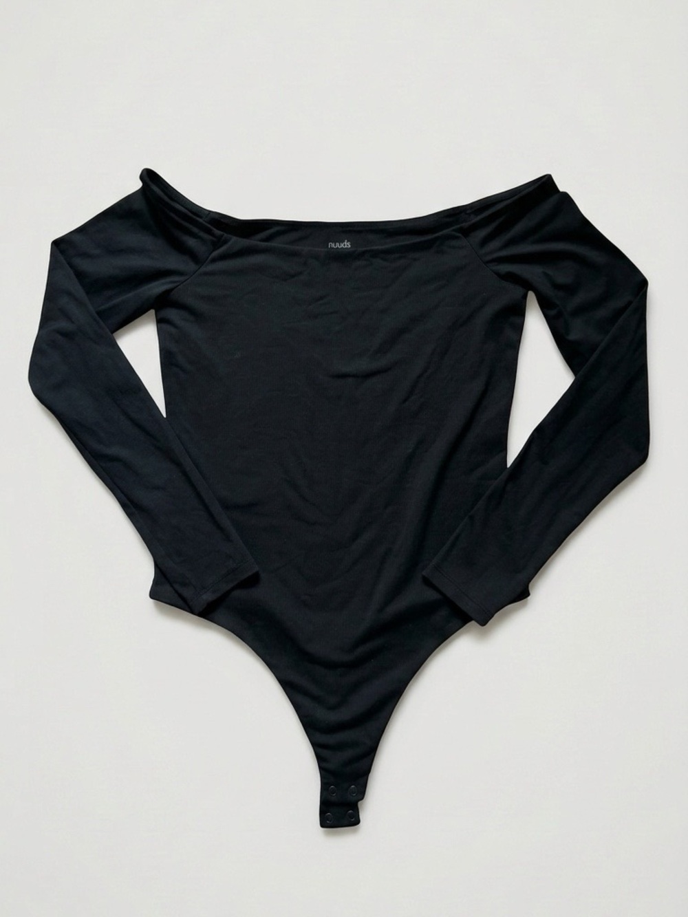 nuuds Black Off-The-Shoulder Long Sleeve Bodysuit